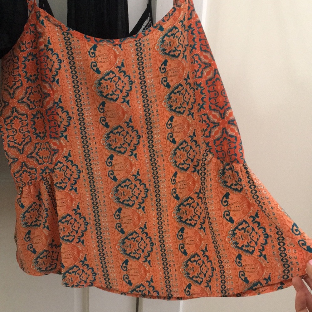 Orange and blue patterned tank